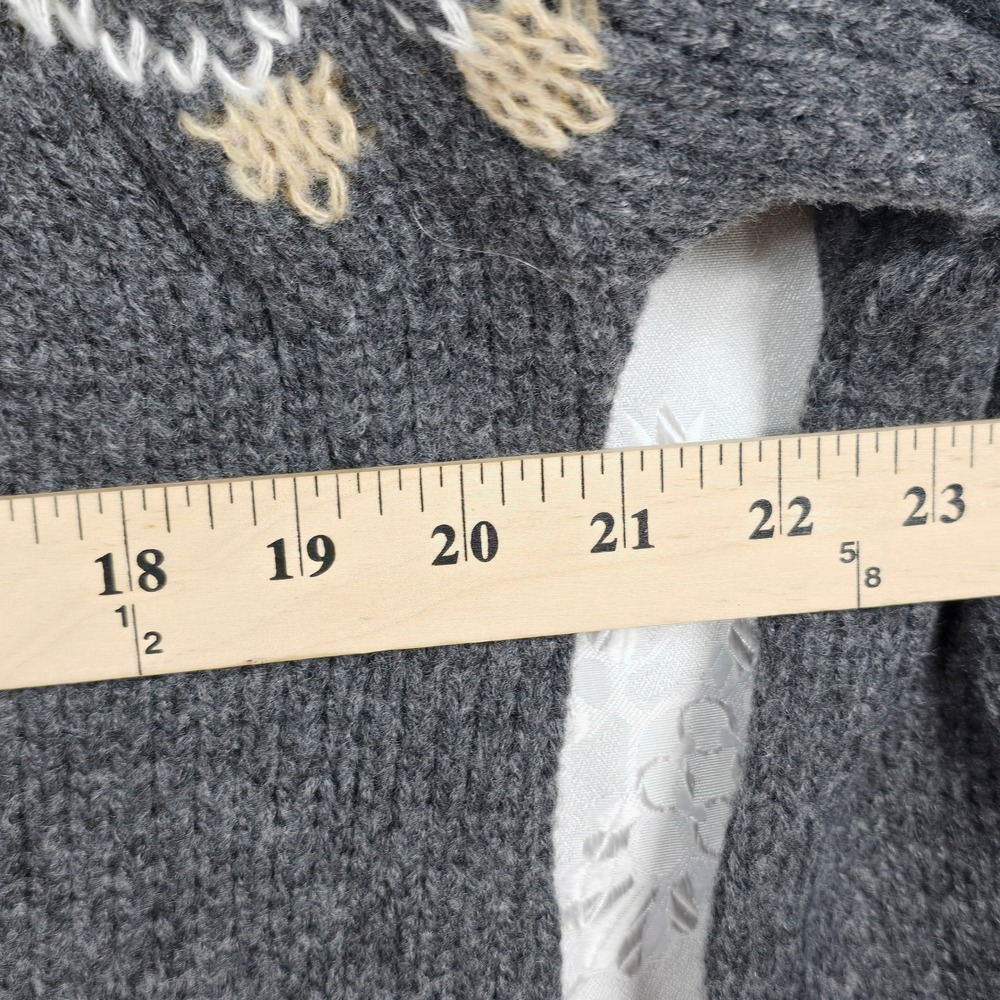 Vintage Mohair Knit Sweater Women's Small Gray Beige Fair Isle Pattern Crew Neck - Picture 6 of 10